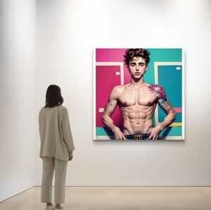 Pink and Blue Contemporary‎ Painting Art